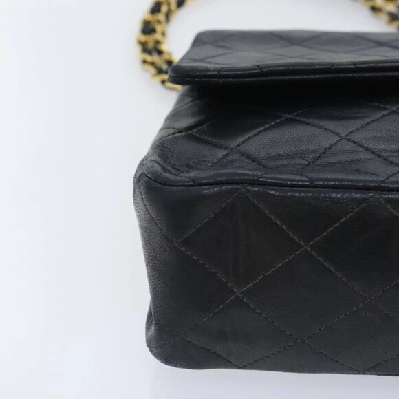 CHANEL Matelasse Turn Lock Chain Shoulder Bag Lamb Skin Black CC Auth yk15263A - Picture 3 of 16